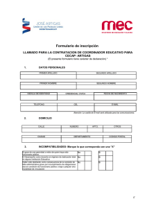 Formulario de inscripción LLAMADO PARA LA CONTRATACION DE COORDINADOR EDUCATIVO PARA