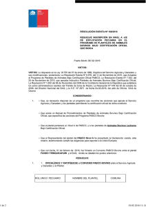 Resuelve inscripción en nivel A–UE de explotación pecuaria en el programa de Planteles de Animales Bovinos Bajo Certificación Oficial que indica