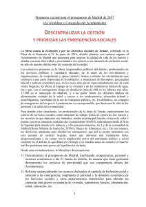 Carta - Manifiesto: DESCENTRALIZAR LA GESTIÓN Y PRIORIZAR LAS EMERGENCIAS SOCIALES