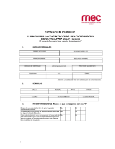 Formulario de inscripción LLAMADO PARA LA CONTRATACION DE UN/A COORDINADOR/A