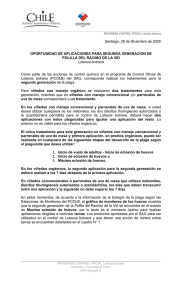 Oportunidad de aplicaciones para primera generación depolilla del racimo de la vid Lobesia botrana