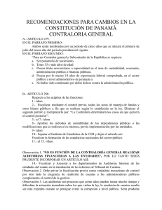 NUESTRAS SUGERENCIAS DE CAMBIOS A LA CONSTITUCION PARA LA CONTRALORIA DE PANAMA.