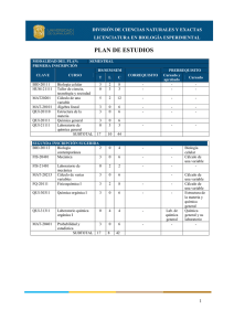 PLAN DE ESTUDIOS  DIVISIÓN DE CIENCIAS NATURALES Y EXACTAS