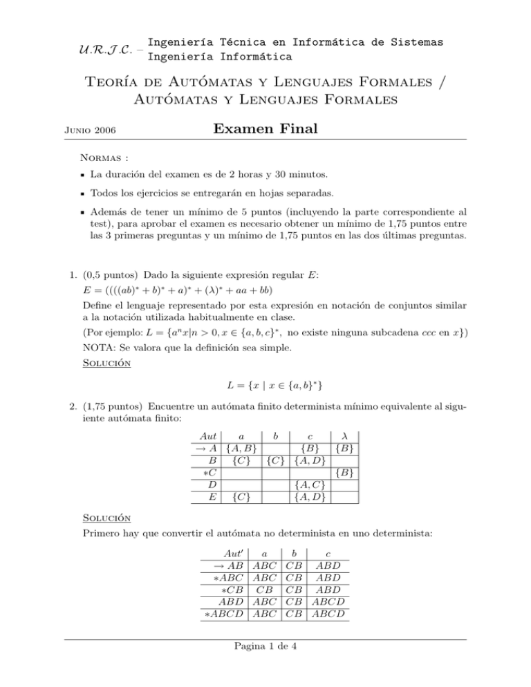 Teor´ıa De Aut´ Omatas Y Lenguajes Formales / Aut´ Omatas Y Lenguajes ...