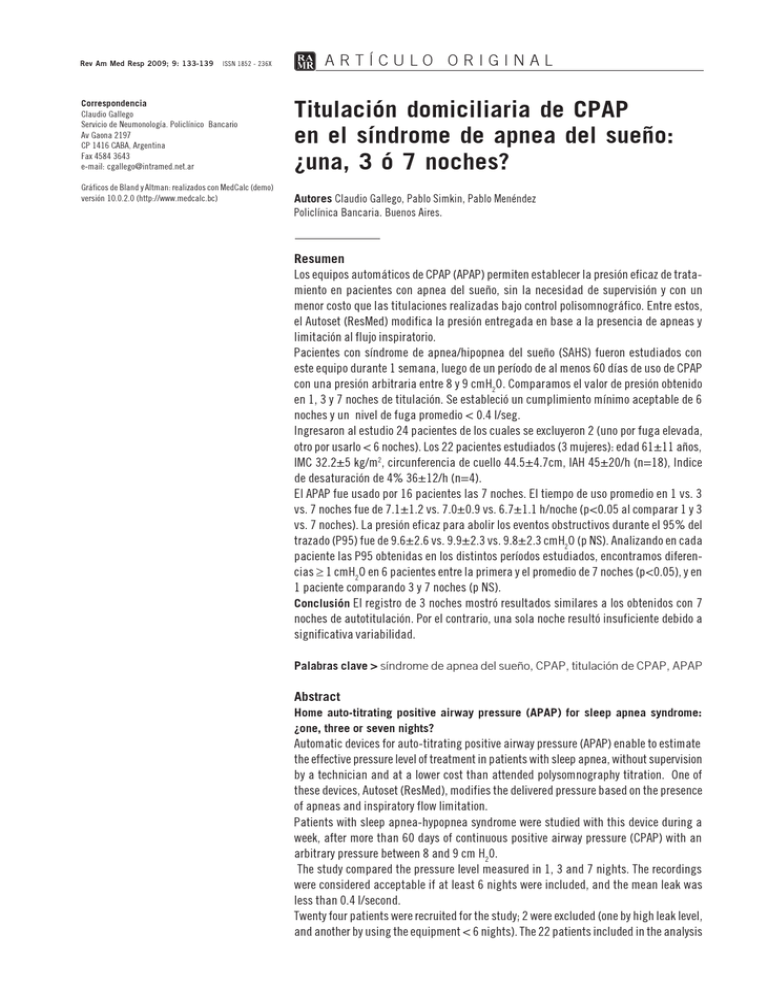 Pag. 133 - Titulaci N Domiciliaria De CPAP En El S Ndrome De Apnea Del ...