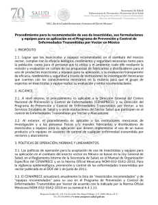 2013-10-24 Procedimiento para la recomendación de uso de insecticidas, sus formulaciones y equipos para su aplicación en el Programa de Prevención y Control de Enfermedades Transmitidas por Vector en México