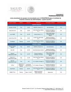2012-12-21 Lista actualizada de equipos recomendados por el CENAPRECE para el combate de insectos vectores de enfermedades a partir de 2013
