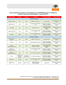 2011-11-16 Lista actualizada de equipos recomendados por el CENAPRECE para el combate de insectos vectores de enfermedades a partir de 2012