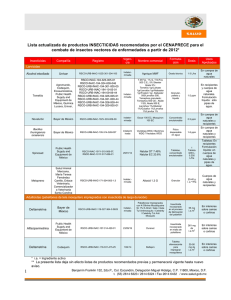 2011-11-16 Lista actualizada de insecticidas recomendados por el CENAPRECE