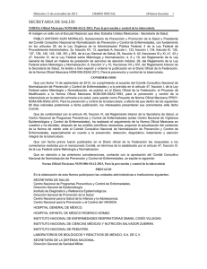 NORMA Oficial Mexicana NOM-006-SSA2-2013, Para la prevención y control de la tuberculosis.