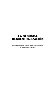 LA SEGUNDA DESCENTRALIZACIÓN (Documento hecho público por el Partido Popular