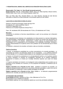 7. PASANTÍAS EN EL MARCO DEL SERVICIO DE ATENCIÓN PSICOLÓGICA... Responsable: Prof. Agda. Lic. Nora Burghi (propuesta general)