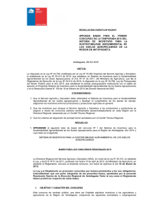 Aprueba bases para el primer concurso de la temporada 2015 del sistema de incentivos para la sustentabilidad agroambiental de los suelos agropecuarios de la Región de Antofagasta