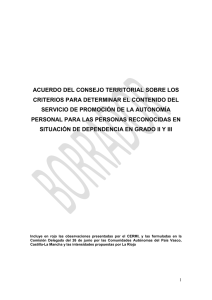 Acuerdo del Territorial sobre autonomía personal de dependientes grado II y III