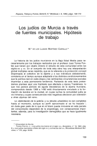 Los judíos de Murcia a través de fuentes municipales. Hipótesis de trabajo