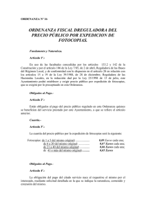 16 Ordenanza fiscal reguladora del precio público por expedición de fotocopias