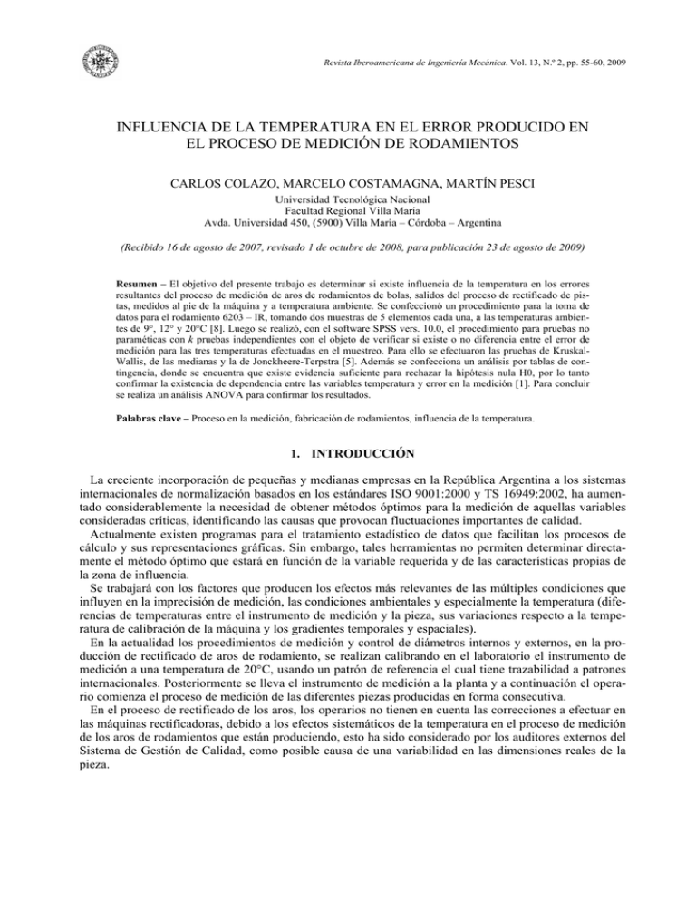 INFLUENCIA DE LA TEMPERATURA EN EL ERROR PRODUCIDO EN INFLUENCIA DE LA TEMPERATURA EN EL ERROR PRODUCIDO EN