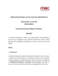 DIRECCIÓN NACIONAL DE CULTURA DEL MINISTERIO DE EDUCACIÓN Y CULTURA ÁREA MÚSICA