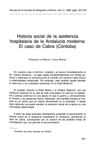 Historia social de la asistencia hospitalaria de la Andalucía moderna: