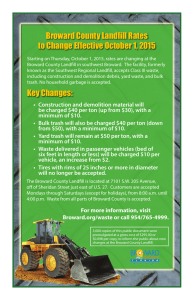 Broward County Landfill Rates to Change Effective October 1, 2015