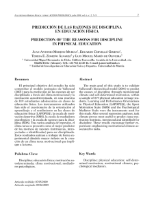PREDICCIÓN DE LAS RAZONES DE DISCIPLINA EN EDUCACIÓN FÍSICA IN PHYSICAL EDUCATION
