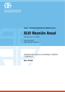 XLVI Reunión Anual Noviembre de 2011 CORRUPCIÓN: HACIA UN ENFOQUE TEÓRICO Y EMPÍRICO