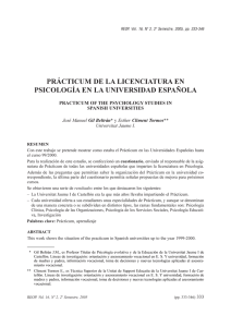 PRÁCTICUM DE LA LICENCIATURA EN PSICOLOGÍA EN LA UNIVERSIDAD ESPAÑOLA SPANISH UNIVERSITIES