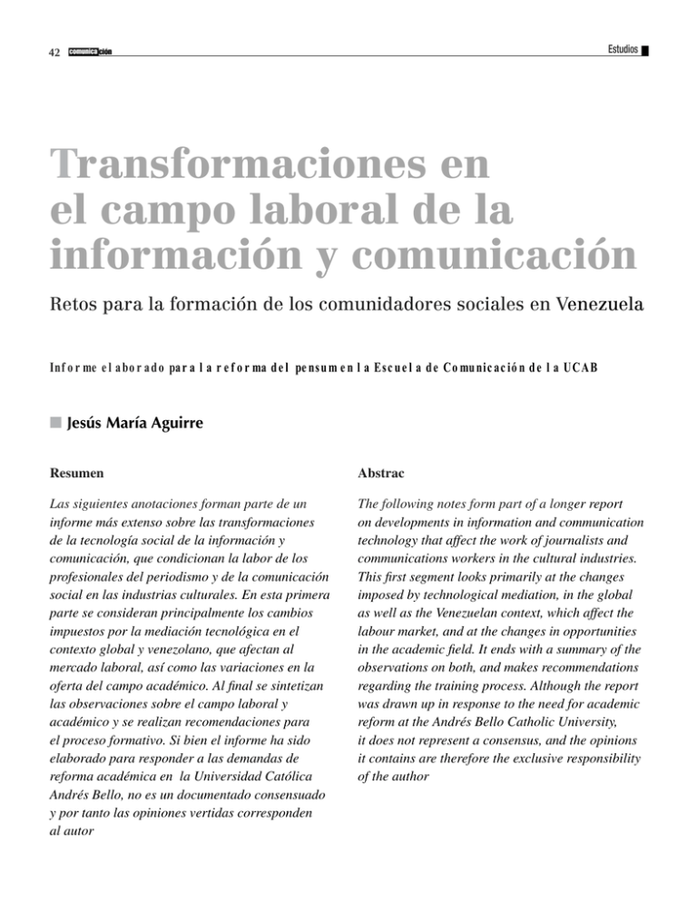 Transformaciones En El Campo Laboral De La Informaci N Y Comunicaci N ...