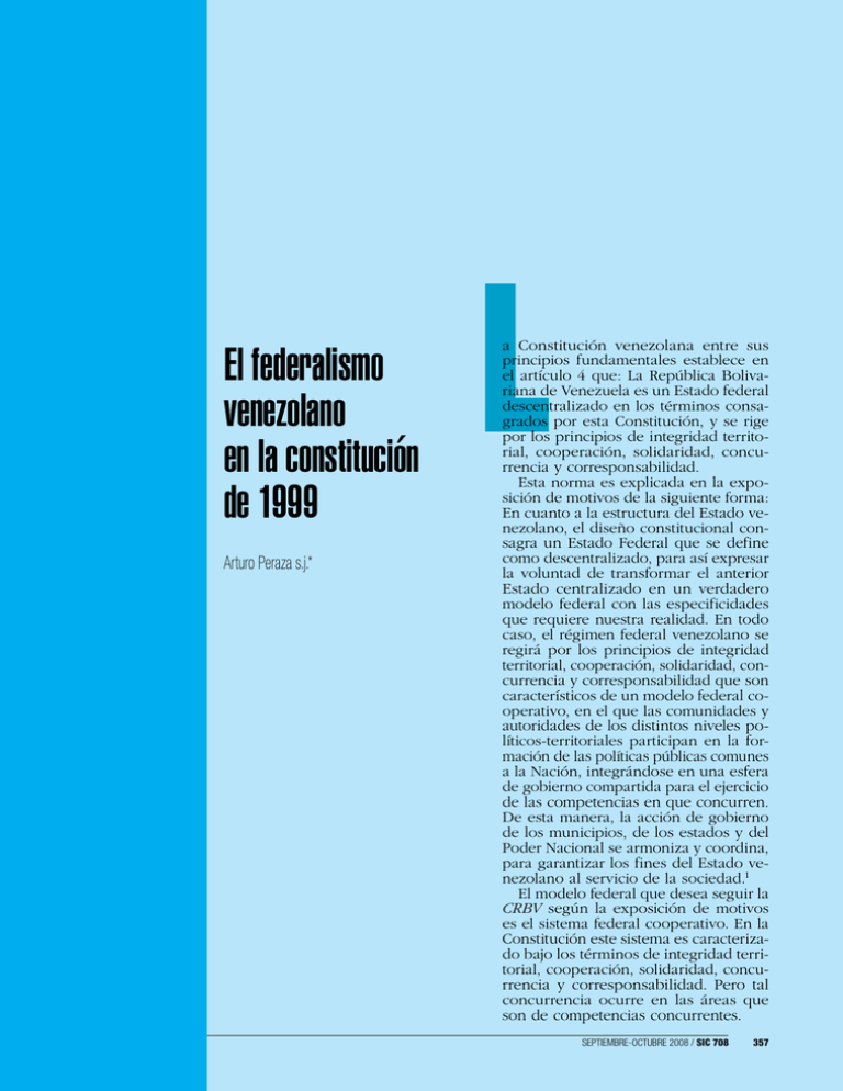 El Federalismo Venezolano En La Constituci N De 1999.