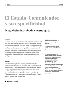 El Estado-Comunicador y su especificidad Diagnóstico inacabado y estrategias