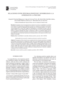 RELACIONES ENTRE SÍNTOMAS POSITIVOS Y SENSIBILIDAD A LA J P