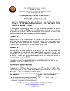 EVALUACION INV. 045 COMPRAVENTA ARTICULOS PAPELERIA 2014 21-nov-14