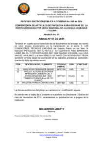 ADENDA No. 01 INV 045 COMPRAVENTA ARTICULOS PAPELERIA 2014 19-nov-14