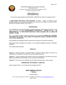 RESOLUCI N DESIERTA MANTENIMIENTO DE IMPRESORAS INV. 029 2014 19-ago-14