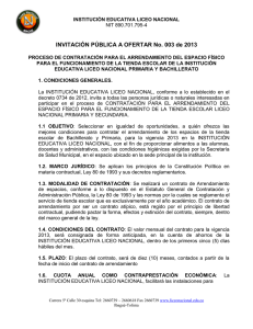 INV 003-2013 TIENDA ESCOLAR BACHILLERATO Y PRIMARIA 22-ene-13