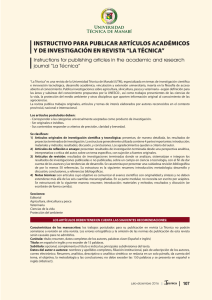 INSTRUCTIVO PARA PUBLICAR ARTÍCULOS ACADÉMICOS journal “La Técnica”