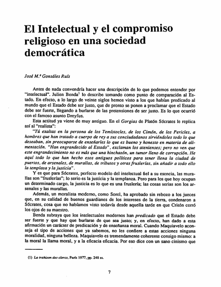 El Intelectual Y El Compromiso Religioso En Una Sociedad Democr tica