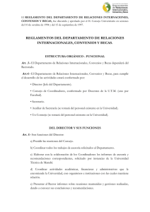 REGLAMENTOS DEL DEPARTAMENTO DE RELACIONES INTERNACIONALES, CONVENIOS Y BECAS.