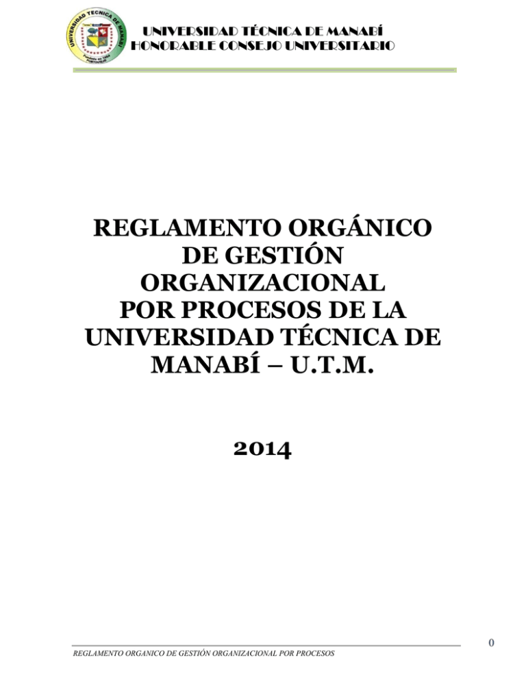 Reglamento Gestion Por Procesos Utm 2014