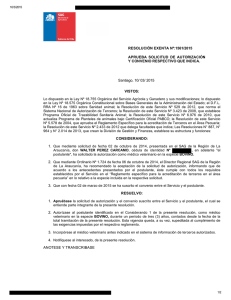 RESOLUCIÓN EXENTA Nº:1561/2015 APRUEBA  SOLICITUD  DE  AUTORIZACIÓN Y CONVENIO RESPECTIVO QUE INDICA. Santiago, 10/ 03/ 2015