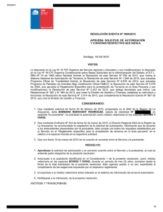 RESOLUCIÓN EXENTA Nº:1894/2015 APRUEBA  SOLICITUD  DE  AUTORIZACIÓN Y CONVENIO RESPECTIVO QUE INDICA. Santiago, 19/ 03/ 2015