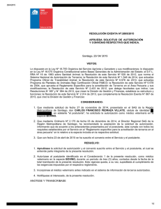 RESOLUCIÓN EXENTA Nº:2895/2015 APRUEBA  SOLICITUD  DE  AUTORIZACIÓN Y CONVENIO RESPECTIVO QUE INDICA. Santiago, 23/ 04/ 2015