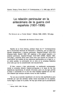 La relación peninsular en la antecámara de la guerra civil española (1931-1936)