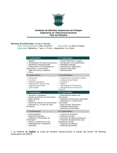 Instituto de Estudios Superiores de Chiapas Ingeniería en Telecomunicaciones Plan de Estudios