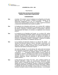 ACUERDO Nro. 2014 – 024  SECRETARIO DE EDUCACIÓN SUPERIOR,