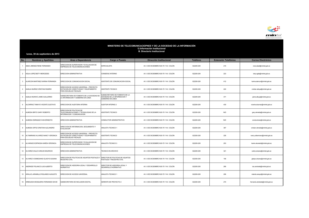 Ver 9. Directorio Telefónico 2013-09 Publicado 02/10/2013