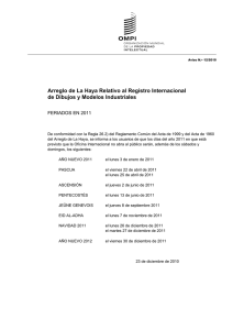 Arreglo de La Haya Relativo al Registro Internacional FERIADOS EN 2011