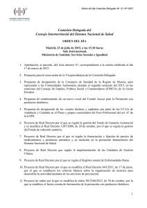 Orden del día de la Comisión Delegada del Consejo Interterritorial