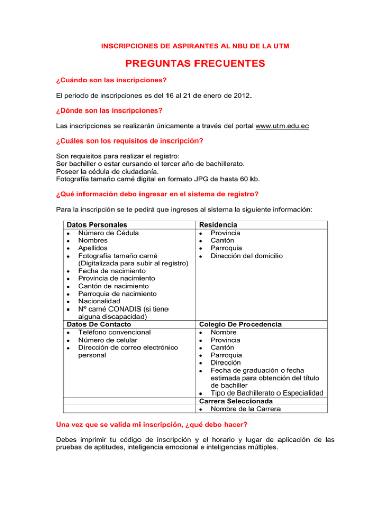 PREGUNTAS FRECUENTES
