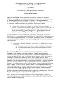 XV. Cuestionario de la OMPI sobre Nombres Comerciales y Resumen de las Respuestas